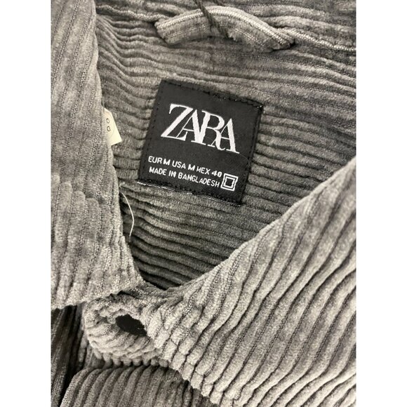 Zara Mens Overshirt Jacket Shirt Size M Gray Corduroy Shacket 1063/383 NWT - Picture 6 of 16